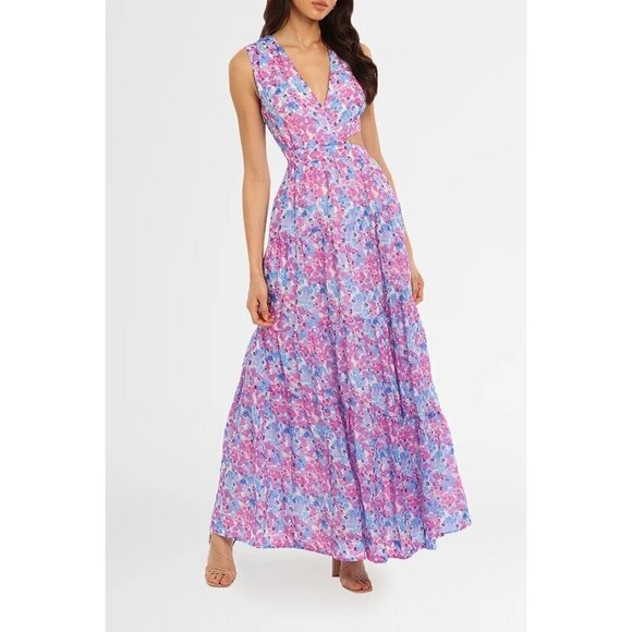 Nicholas Orchid Maxi in Pink purple 8 Womens Long Floral Gown Dress - Picture 14 of 14